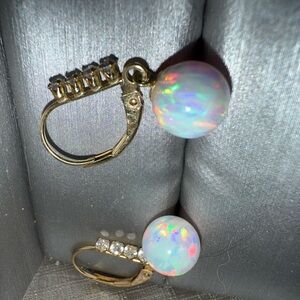 Vintage Opal and 14k Gold Earrings with Stone Accents
